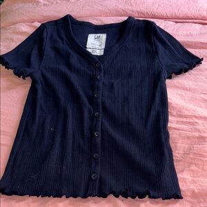 Black Button-Up Knit Top